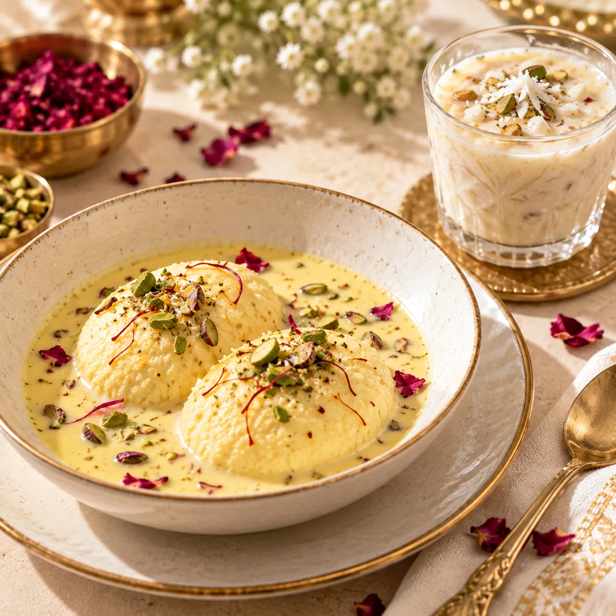Rasamalai and payasam desserts
